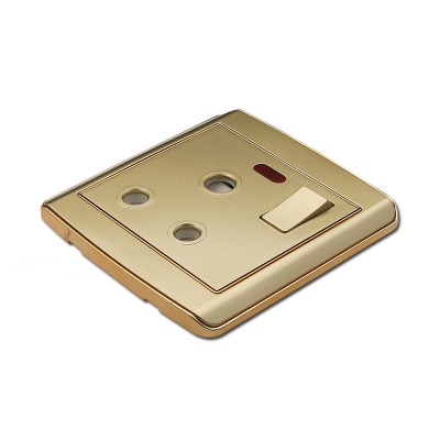 15A switch socket with neon pc material golden plate socket