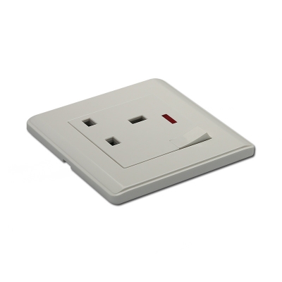 PC wall switch plate 13A single socket with switch and neon electric socket