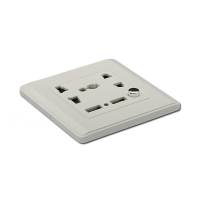 5pin multi function socket with 2 USB port with neon wall multi socket with usb