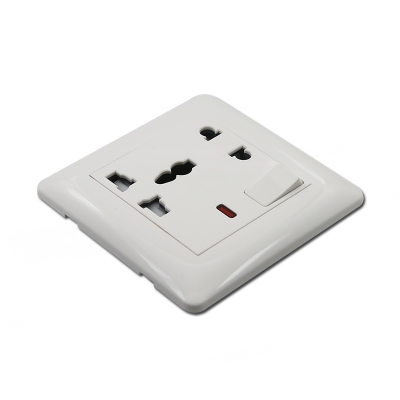 5 pin multi socket with switch and neon multi-function socket