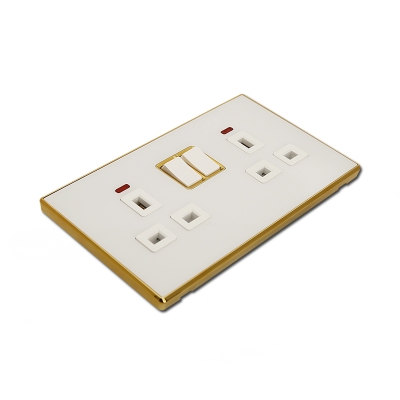 2 gang 13A uk socket with switch and neon British standard wall socket