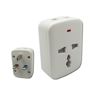 13A multi socket and two pin socket adaptor with light travel adaptor