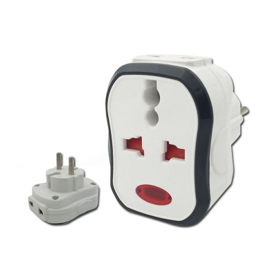 Two round pin plug and universal socket with neon adaptor