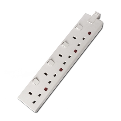 4 way uk socket with individual switch and neon extension socket