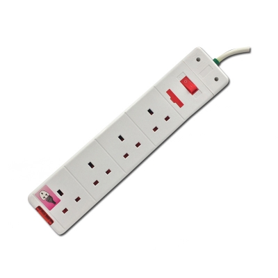 4 way 13A uk socket with fuse and main switch extension socket