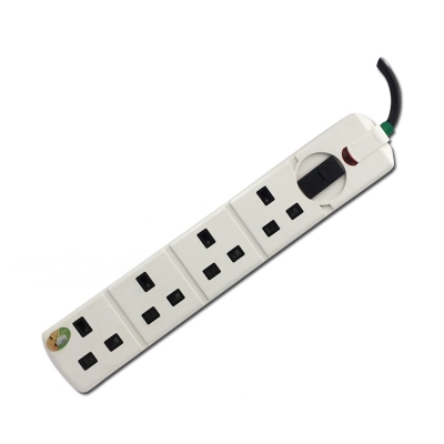 white color 4 gang uk socket with neon extention socket